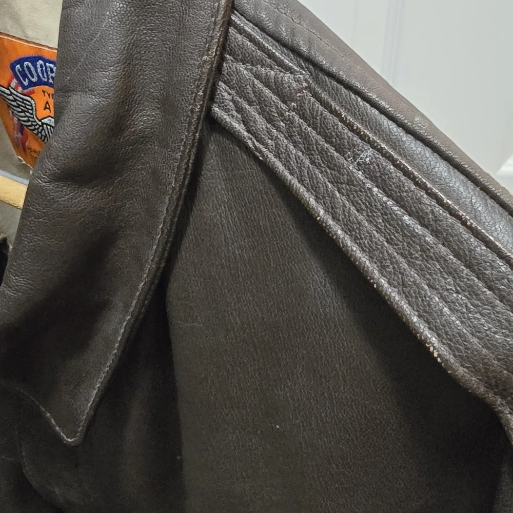 VTG Cooper A-2 100% Goatskin Leather USAF‎ Brown Bomber Flight Jacket Men's 44 R